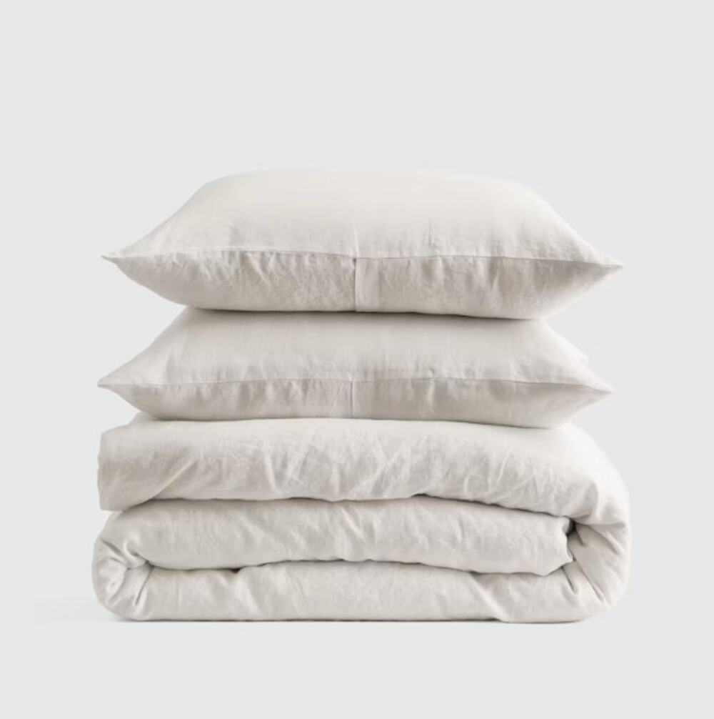 Quince KING European Linen Duvet Cover + Shams Sand Beige Tan NEW